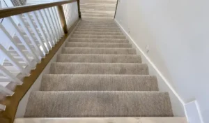Modern home interior showcasing elegant carpet stairway design