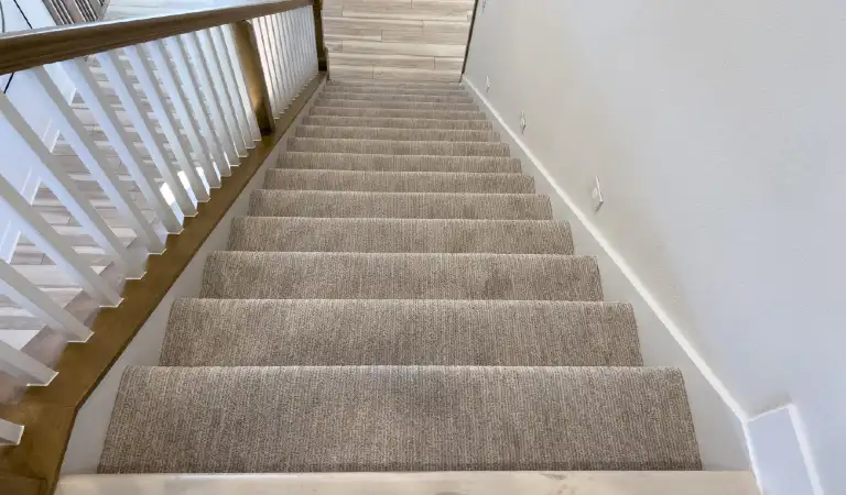 Modern home interior showcasing elegant carpet stairway design